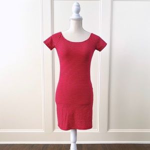 red dress with white stripes